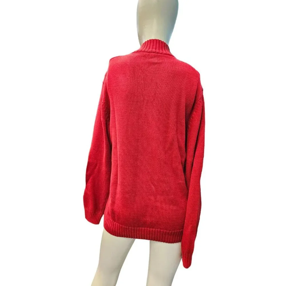 Chaps Red Winter Sweater Moose Antlers Medium Fall Christmas